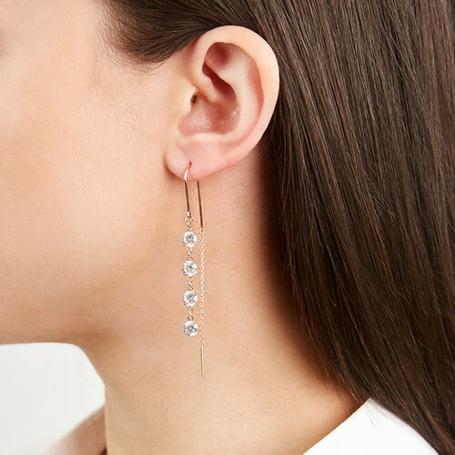 Серьги Ювелир Карат, серебро, 925 проба, золочение, фианит, , золотистый