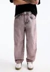 Джинсы прямого кроя WASHED BARREL Pull&Bear, светло-розовый