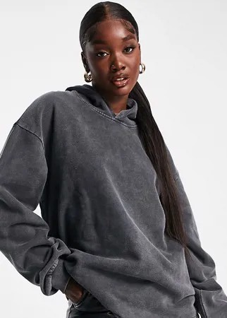 Худи выбеленного черного цвета в минималистистичном дизайне ASOS DESIGN Tall-Черный цвет