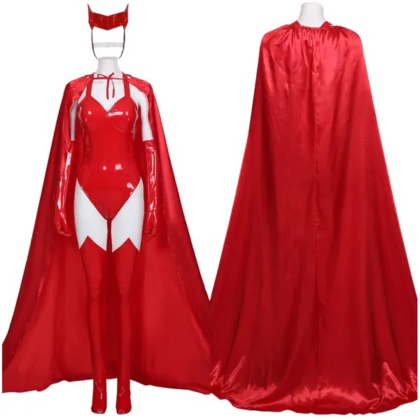 Wanda Vision Сексуальная Wanda Maximoff Scarlet Witch косплей костюм Красная накидка Униформа костюм Женская Осенняя одежда Рождественский подарок
