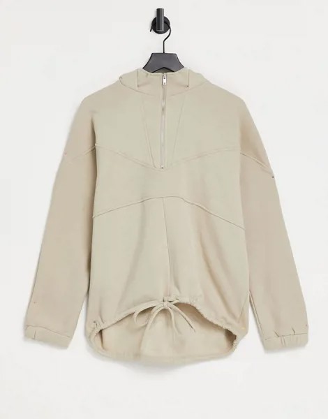 Бежевый oversized-свитшот на молнии для дома Pieces-Коричневый цвет