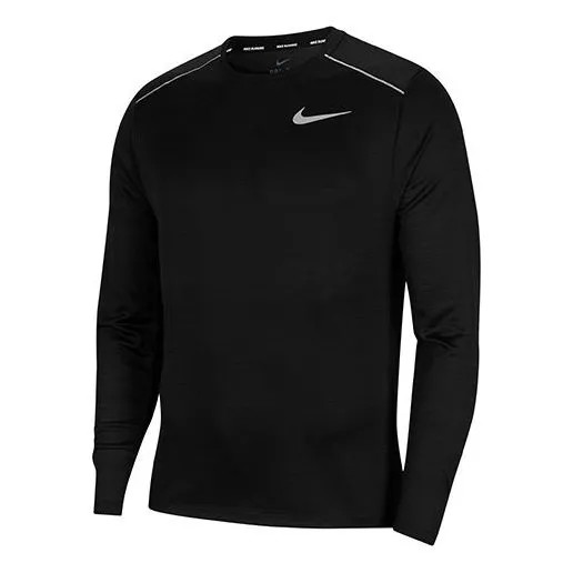 Футболка dri fit miler sports running long sleeve shirt men Nike, черный