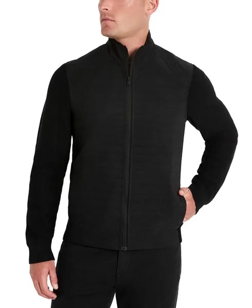 Мужская стеганая куртка-свитер на молнии спереди Kenneth Cole, черный