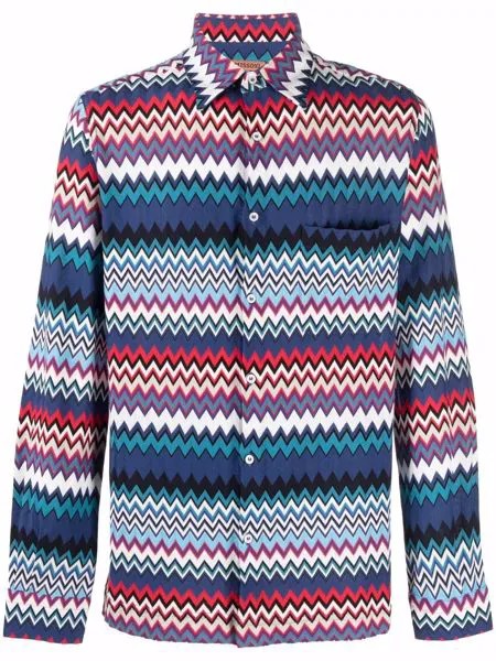 Missoni рубашка с длинными рукавами и узором зигзаг