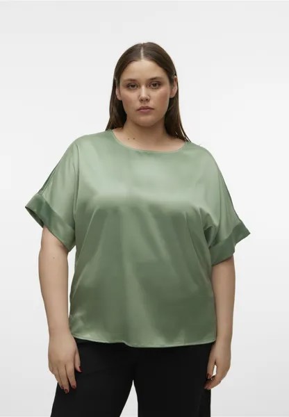 Футболка базовая VMCMERLE O NECK Vero Moda Curve, цвет hedge green