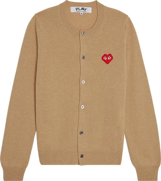 Кардиган Comme des Garçons PLAY x Invader Pixelated Heart Cardigan Camel, коричневый