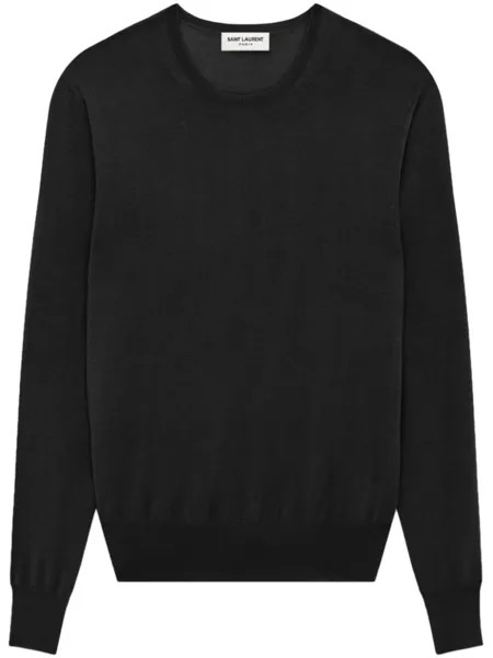 Saint Laurent шерстяной джемпер с круглым вырезом, черный