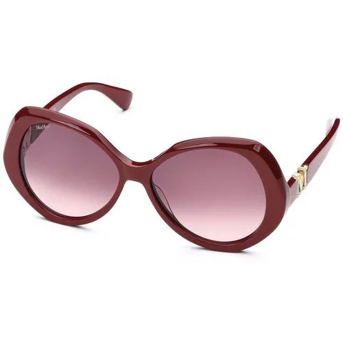 Солнцезащитные очки Max Mara, бабочка, оправа: металл, градиентные, с защитой от УФ, устойчивые к появлению царапин, для женщин, бордовый
