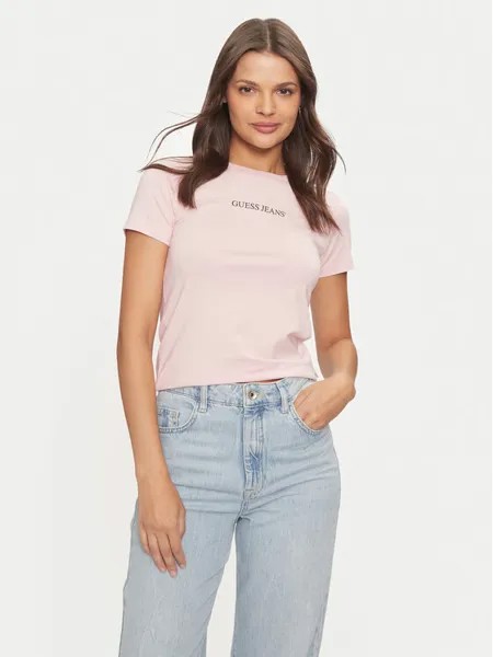 Футболка узкого кроя Guess Jeans, розовый