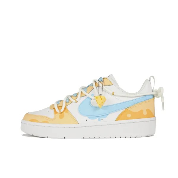 Кроссовки Nike Court Borough Skateboarding Shoes Women's Low-top Yellow, Blue And White, светло-желтый