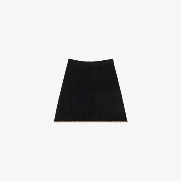 Мини-юбка из эластичной ткани с высокой посадкой и отделкой бисером Sandro, цвет noir / gris