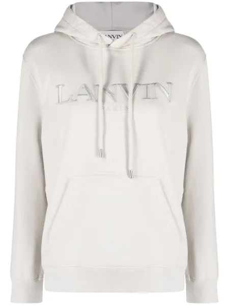 Lanvin худи с вышитым логотипом, нейтральный цвет