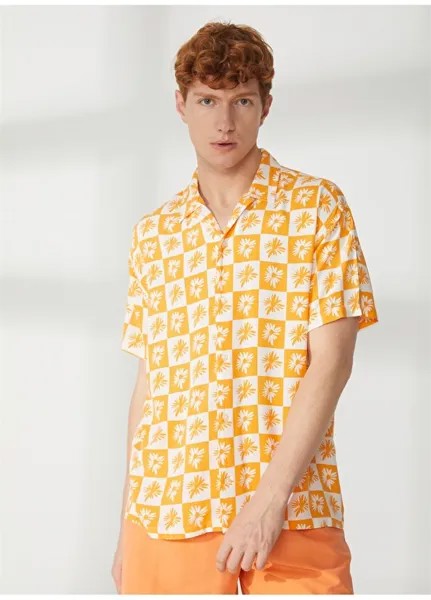 Мужская рубашка Normal оранжевого цвета с рисунком Jack & Jones