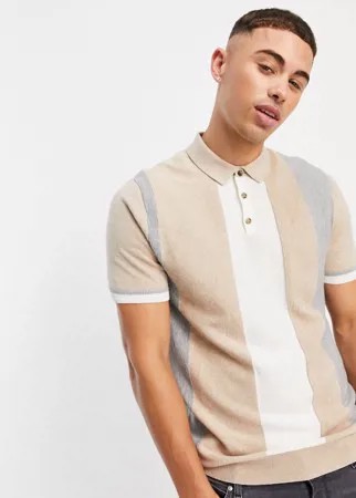 Разноцветное меланжевое поло в полоску Topman-Разноцветный