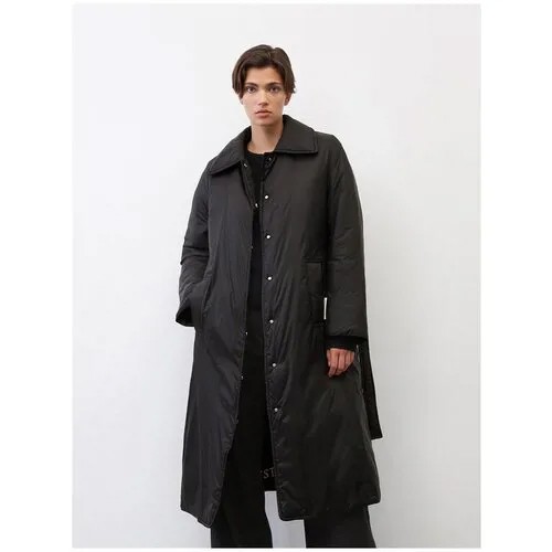 Куртка  Marc O'Polo, демисезон/зима, удлиненная, силуэт свободный, водонепроницаемая, стеганая, утепленная, без капюшона, карманы, пояс/ремень, размер 40, черный