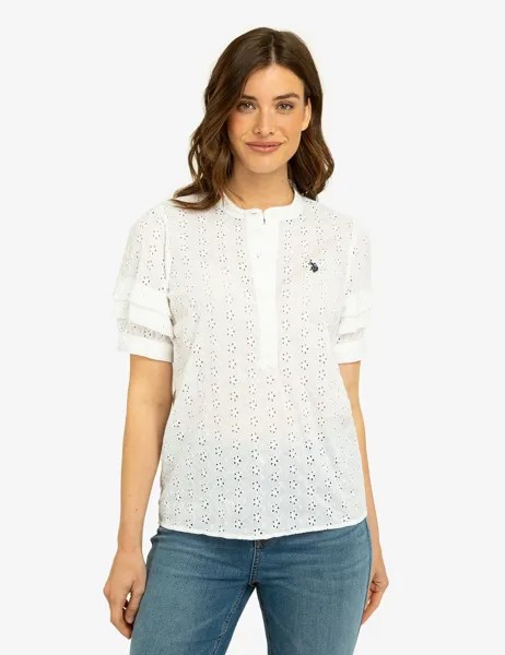 Топ U.S. Polo Assn.Short Sleeve Eyelet, белый