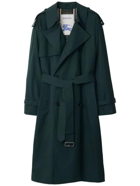 Burberry двубортный тренчкот, зеленый