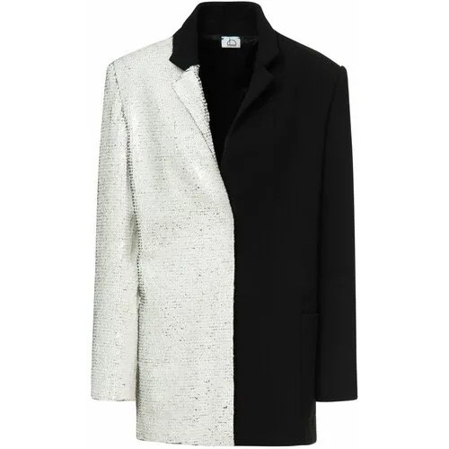 Пиджак IRINA DIDUSHENKO, оверсайз, размер 50, черный, серебряный