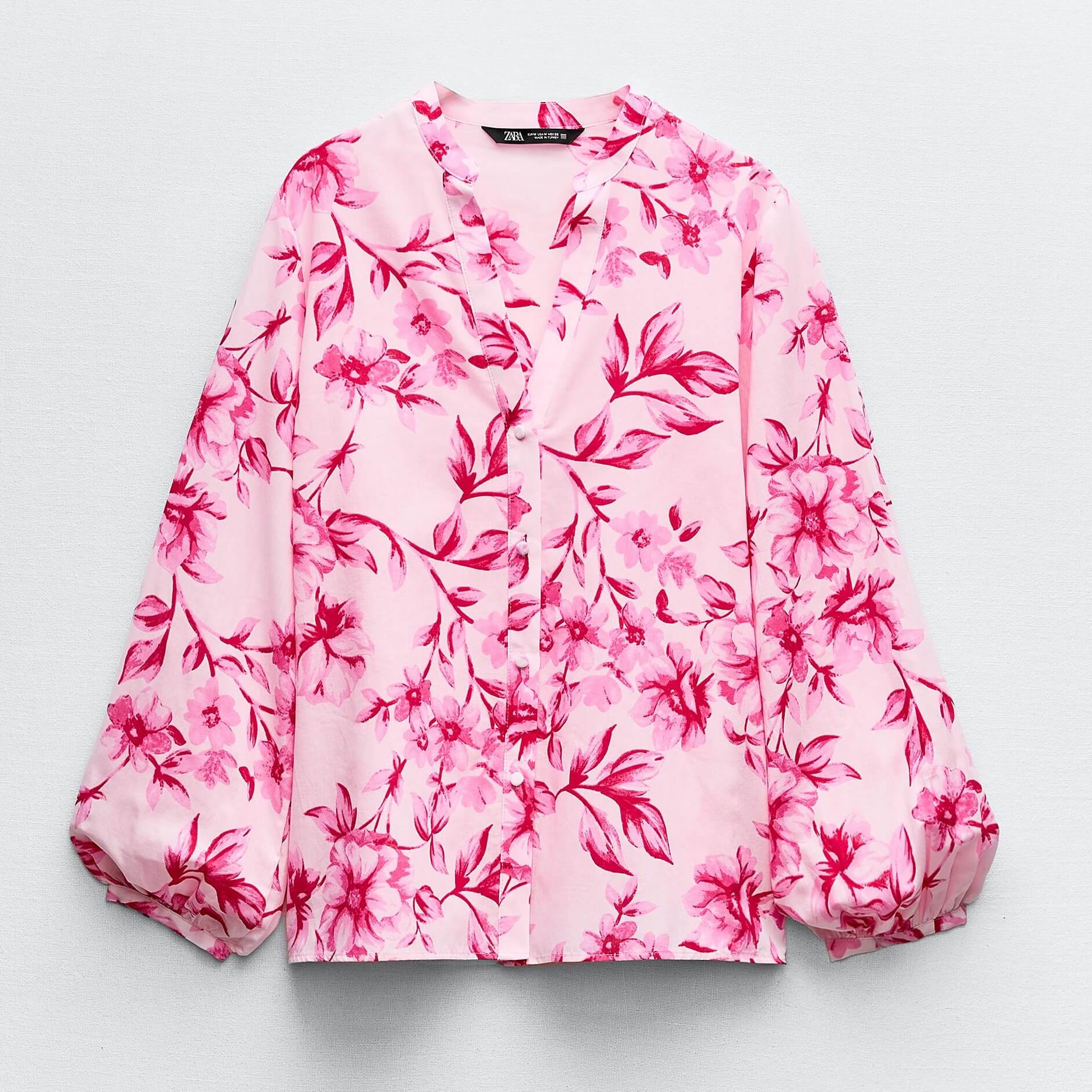 Блузка Zara Floral Print, розовый