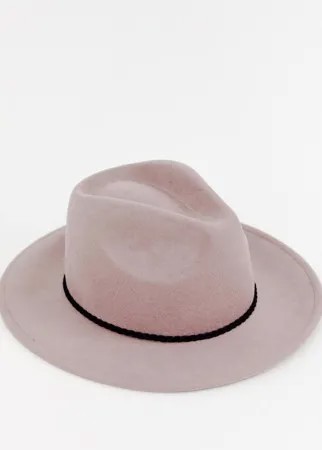 Фетровая шляпа с плетеным ремешком ASOS DESIGN-Бежевый
