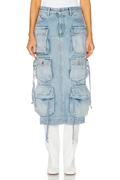 Юбка The Attico Denim Midi, цвет Sky Blue