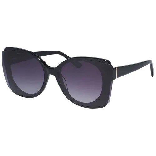 Солнцезащитные очки Valentin Yudashkin, бабочка, оправа: пластик, градиентные, для женщин, черный