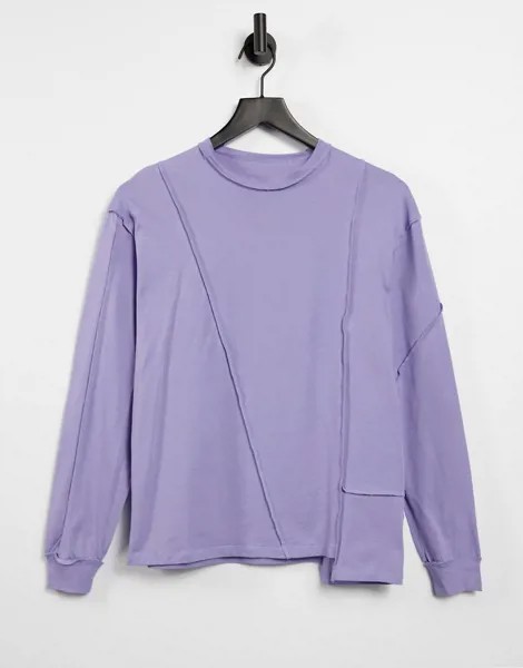 Лонгслив с декоративными швами ASOS 4505-Фиолетовый цвет