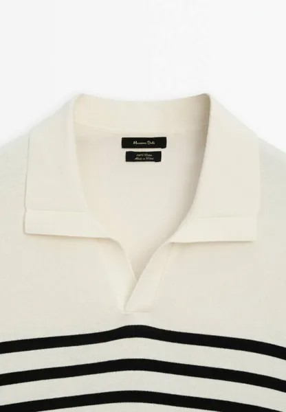 Рубашка-поло Short Sleeve Printed Massimo Dutti, белая