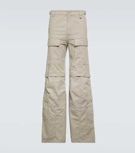 Гибридные расклешенные брюки-карго из хлопка Balenciaga, бежевый