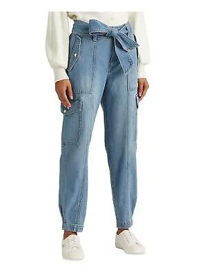 RALPH LAUREN Женские синие джинсовые брюки-карго с завязками и карманами 6