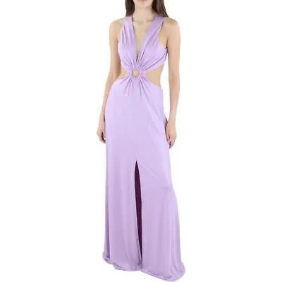 Женское вечернее платье стрейч с разрезом Aqua, фиолетовое, металлик, M BHFO 9788
