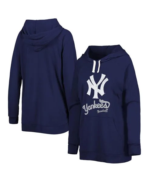 Женский темно-синий пуловер с капюшоном New York Yankees перед игрой реглан Touch, темно-синий