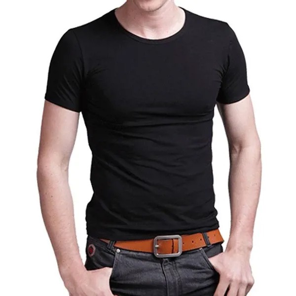 Лайкра Мужская футболка с коротким рукавом Мужская футболка O-Neck Slim Solid Color Половина Рукава Мужская футболка 2022 Мужская футболка Одежда