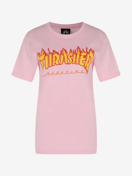 Футболка женская Thrasher Flame Logo, Розовый