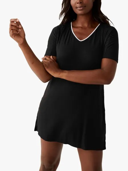 Ночная рубашка с короткими рукавами DKNY Core Essential, черная