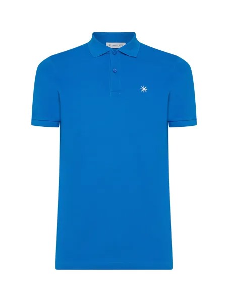 Manuel Ritz рубашка-поло с контрастным вышитым логотипом, ярко-синий
