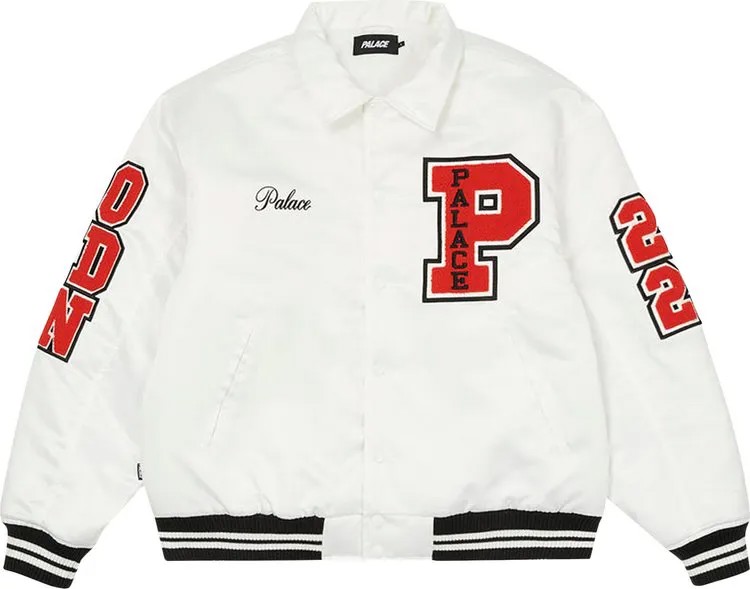 Куртка Palace Satin Varsity Jacket 'White', белый