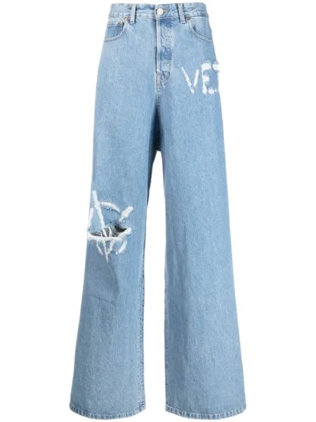 VETEMENTS джинсы свободного кроя с логотипом, синий