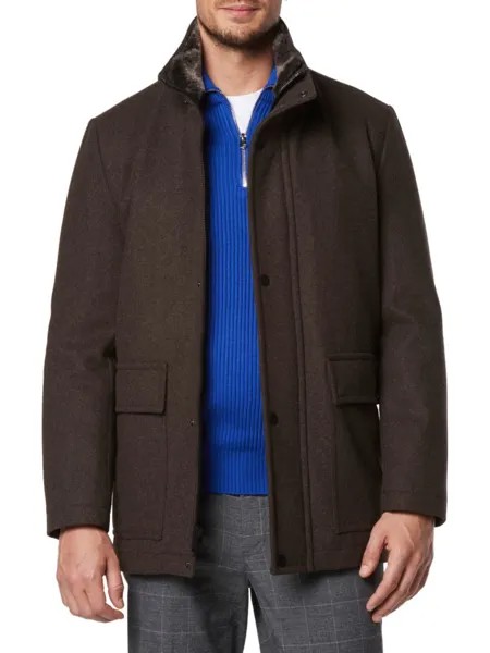 Пальто с воротником из искусственного меха Brooks Andrew Marc, цвет Hickory