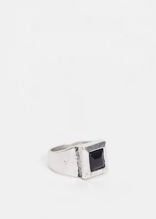 Серебристое кольцо-печатка с квадратным камнем Icon Brand luxe-Серебристый