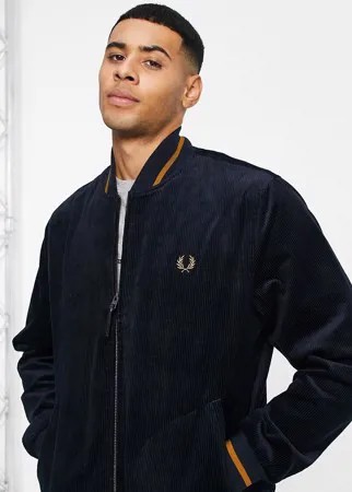 Темно-синий бомбер из вельвета Fred Perry
