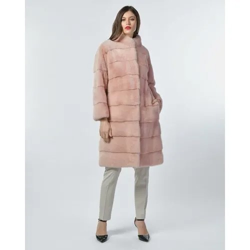 Пальто Manakas Frankfurt, норка, оверсайз, карманы, размер 36, розовый