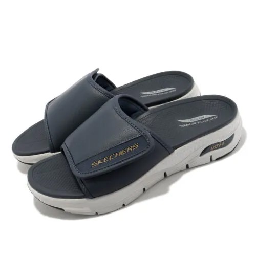 Skechers Arch Fit Sandal-Day Trip Темно-синие белые мужские сандалии без шнурков 237371-NVOR