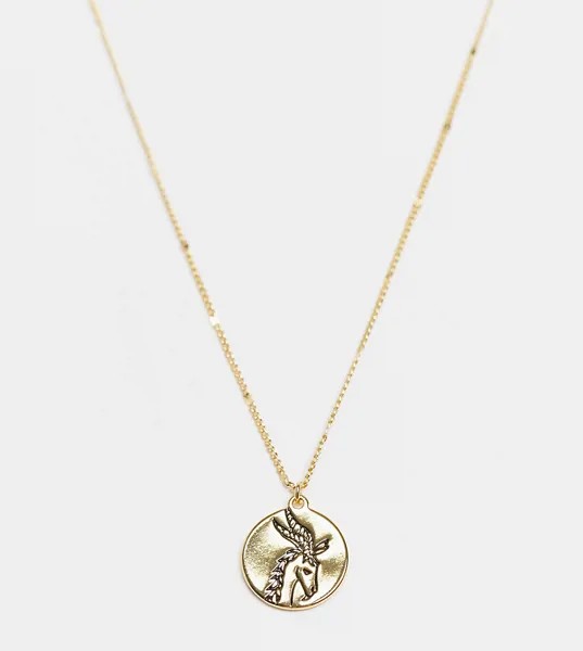 Золотистое ожерелье с зодиакальной подвеской со знаком Козерога и камнем-оберегом Kate Spade-Золотистый