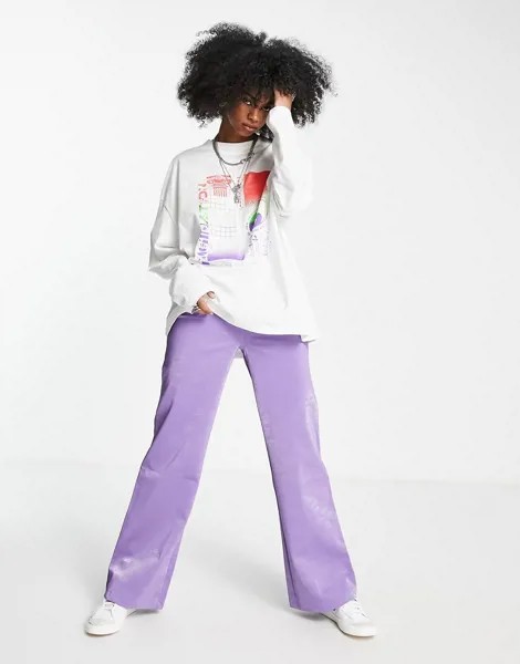 Белый свободный лонгслив с рисунком Topshop