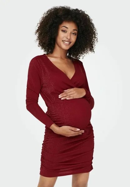 Коктейльное платье ONLY MATERNITY, темно-красный