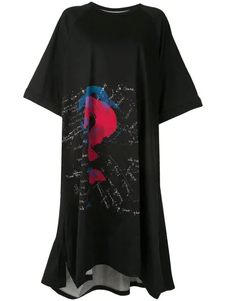 Yohji Yamamoto платье-футболка с принтом