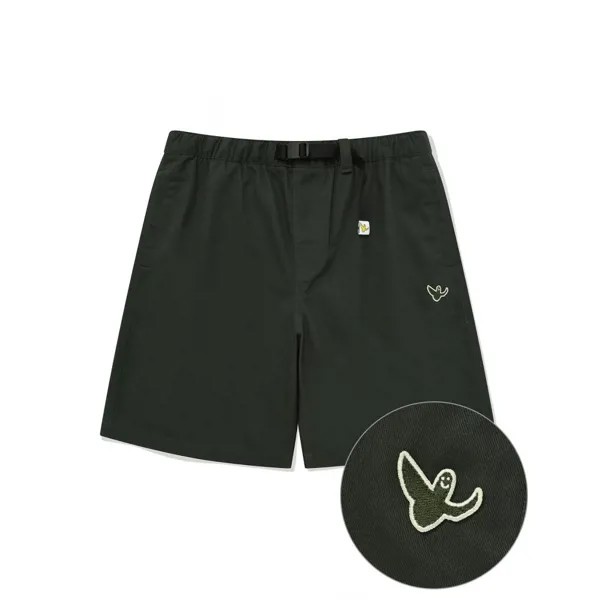 WHATITISNT  Angel Webbing Belt Cotton Short Pants Green