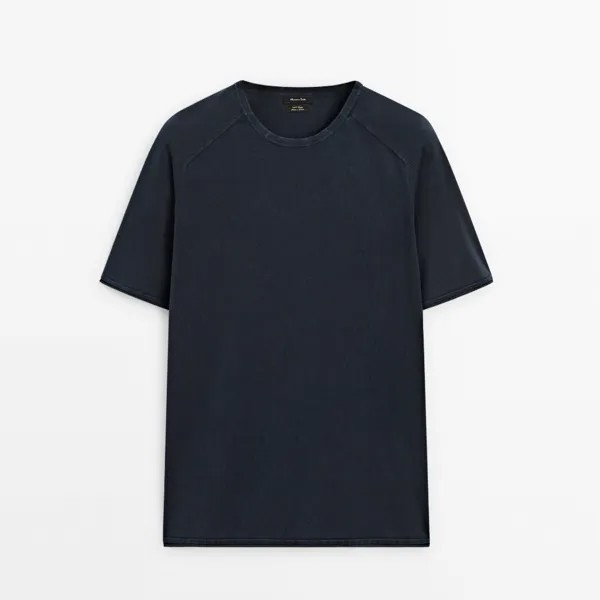 Футболка Massimo Dutti Short Sleeve Cotton Knit, темно-синий