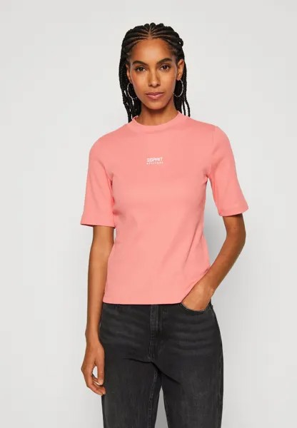 Футболка с принтом Mock Neck Esprit, розовая
